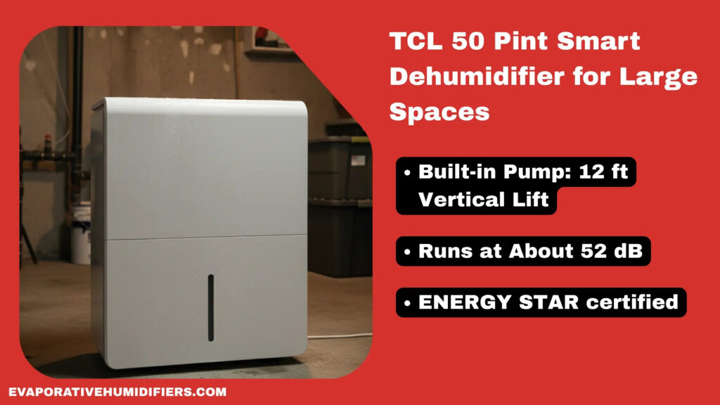 TCL 50 Pint Smart Dehumidifier for Large Spaces - tested by evaporativehumidifiers.com