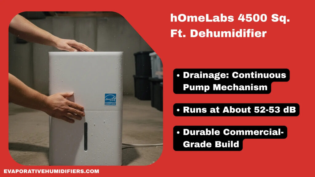 hOmeLabs 4500 Sq. Ft. Dehumidifier with Pump - tested by evaporativehumidifiers.com